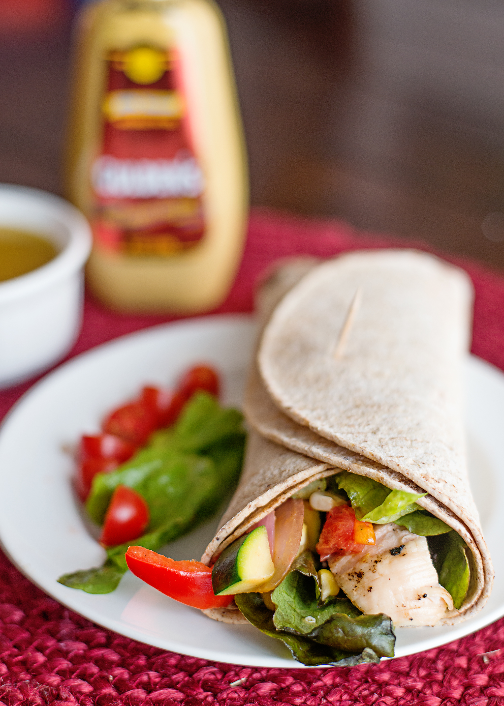 Roasted Vegetable & Grilled Chicken Salad Wrap