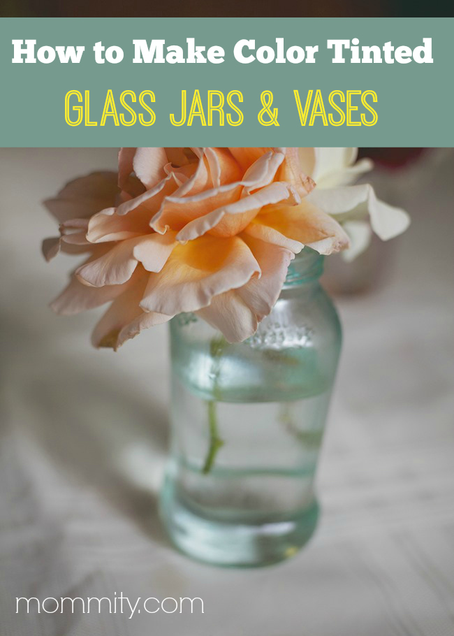 How to DIY tint glass jars and vases. Perfect gift idea for Mother’s Day, as a baby shower centerpiece or even on your table for home decor. Love how easy this is to do!