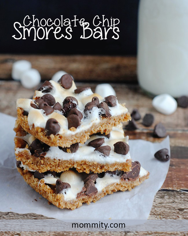 Chocolate Chip Smores Bars - Ooey Gooey & Nut Free! - Perfect for summer bbqs, potlucks and enjoying as a traditional summertime treat.