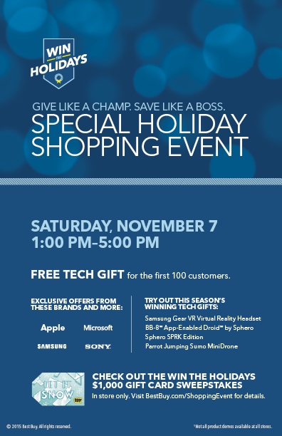 Special Holiday Shopping Event at Best Buy! Saturday 11/7 #WinTheHolidaysSweepstakes