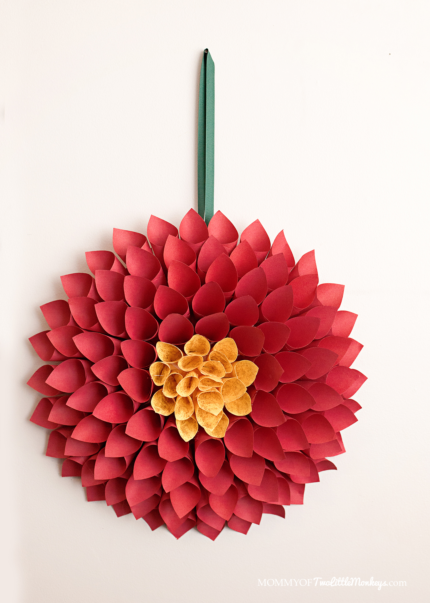 DIY Poinsettia-Inspired Paper Christmas Wreath Tutorial