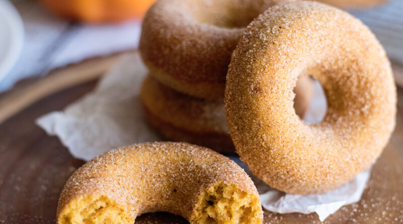 Baked Cinnamon Sugar Pumpkin Spice Donuts