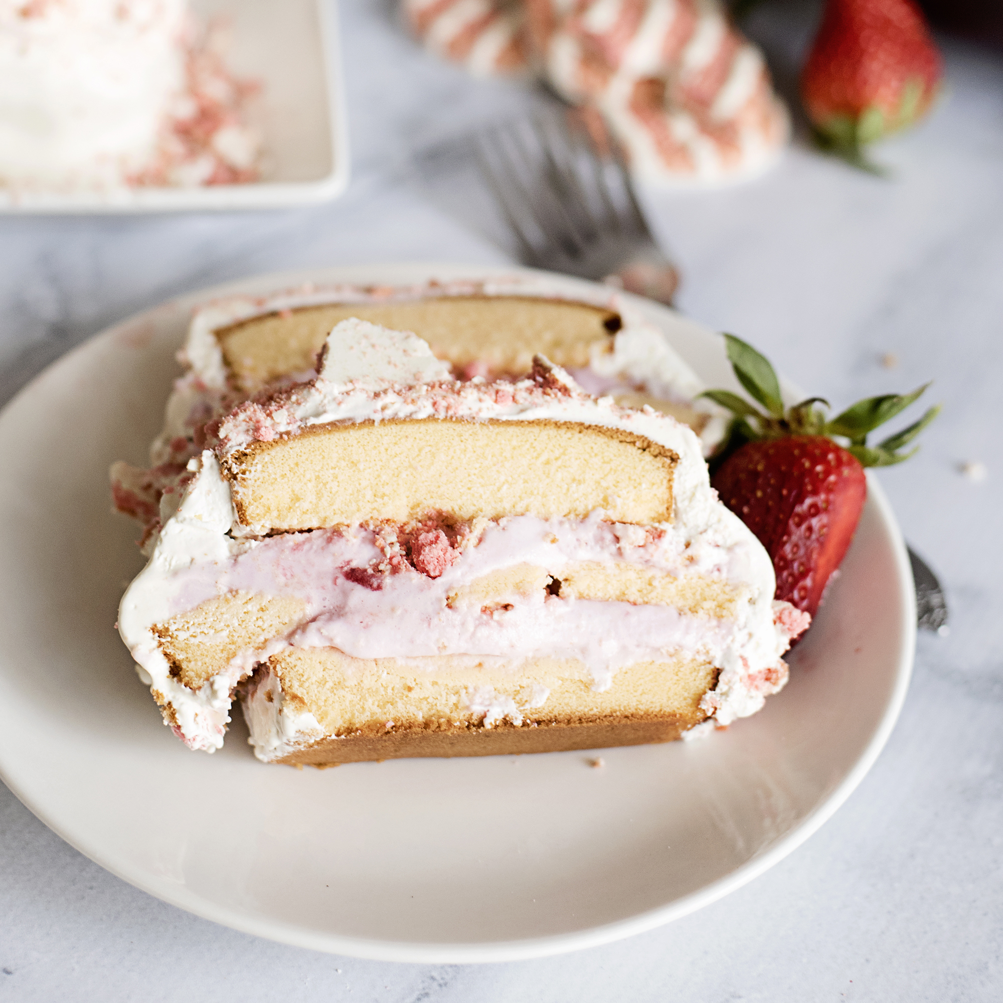 Strawberry Crunch Ice Cream Cake